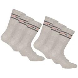 FILA Unisex Socken 6 Paar - Street, Sport, Lifestyle, Socks Set, Stripes (2x 3 Paar) Grau / 35-38 (3-5 UK)