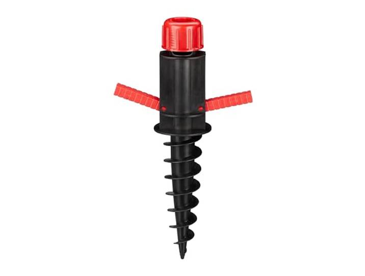 Relaxdays\, noir Pied\, Porte-parasol\, Support à vis\, Douille de sol\, Diamètres 19-32 mm\, Camping\, Plage\, rouge