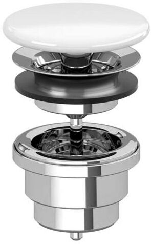Villeroy und Boch Ventil 68080001 nicht verschließbar, verchromt, Ventilabdeckung Keramik weiß