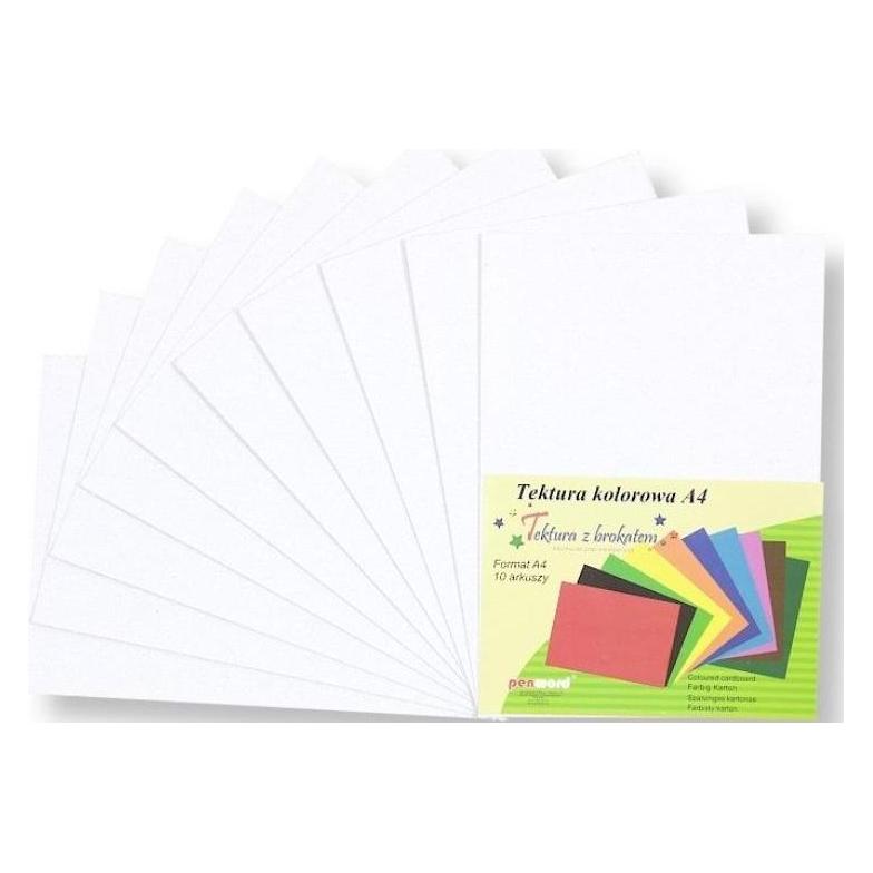 Penword A4-Karton, glatt, weisser Glitzer, 10 Stück (10x) (49019750)