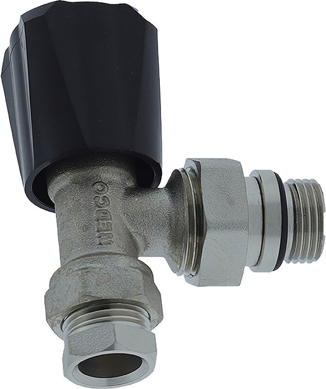 Nedco Radiatorkraan zwarte knop haaks