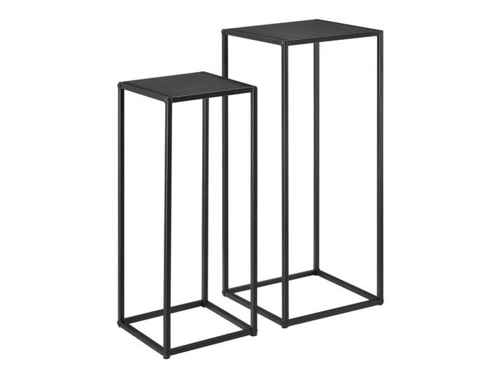 [en.casa] Beistelltisch Barbaricina 2er Set, Schwarz, Metall, 30x70x30 cm, Wohnzimmer, Wohnzimmertische, Beistelltisch