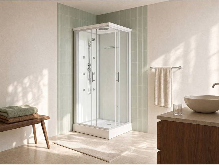 Massagedusche Eckdusche - 90 x 70 x 212 cm - Glas - TYRAL