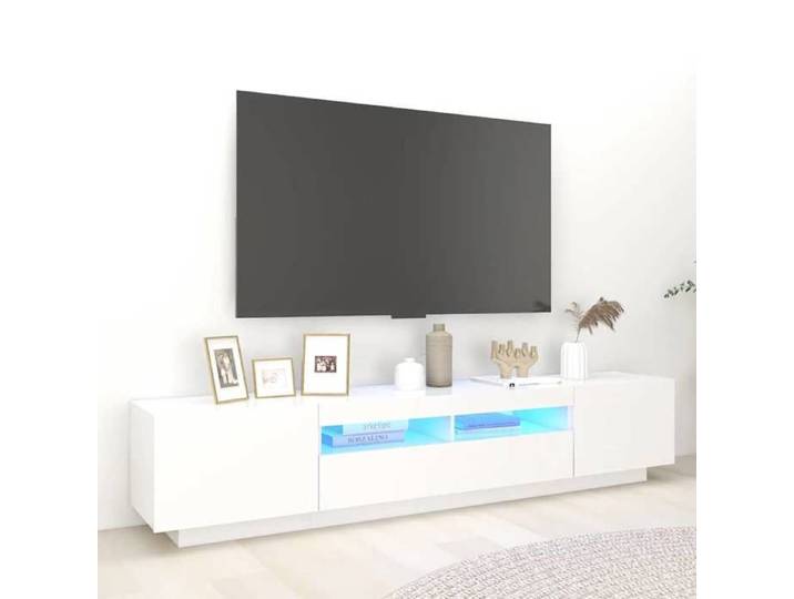 Cabinet TV à LED - 1 PC - - Meuble TV pour Télévision - bois d'ingénierie - blanc - 200 x 35 x 40 cm@mmh38z