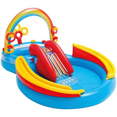 Aufblasbares Spielhaus INTEX "RAINBOW RING PLAY CENTER", bunt, B:297cm H:135cm T:193cm, PVC, Aufblasartikel