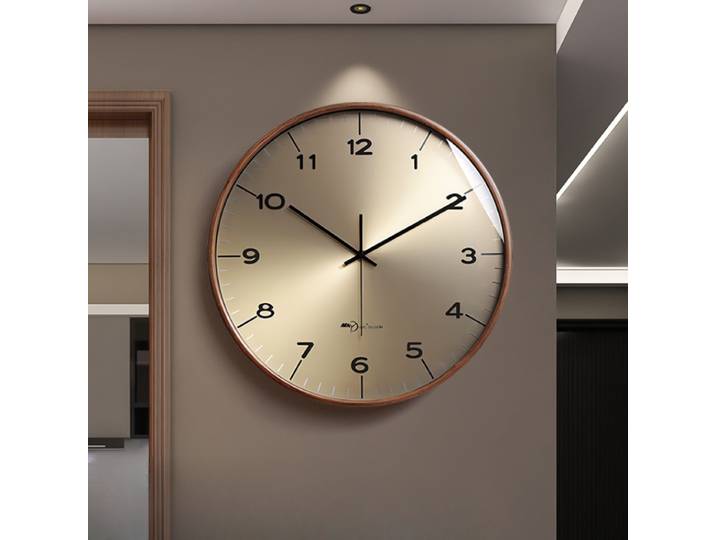 Horloge murale en bois massif simple moderne, salon, décoration murale domestique, nouveau