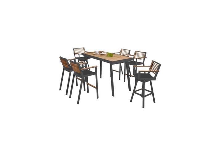 Premium Outdoor Bar-Set „York“ 6+1 Teak Schwarz Higold