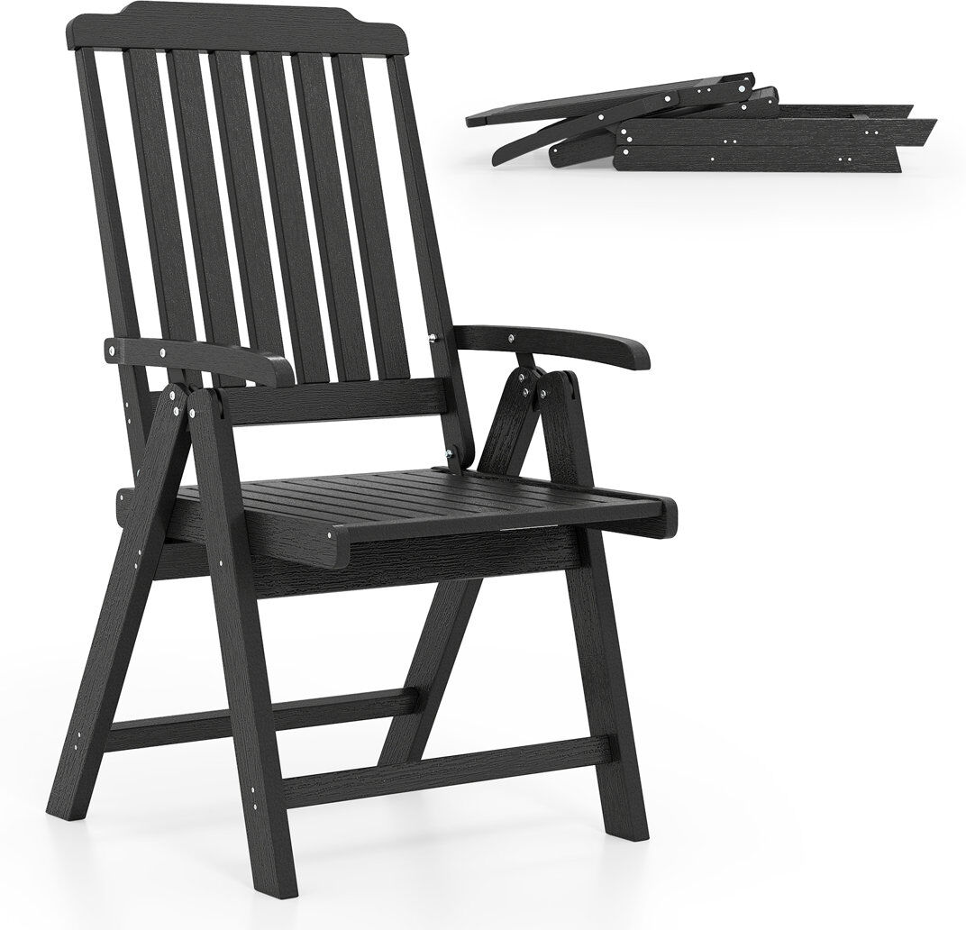 Highland Dunes Foldable Outdoor Patio Dining Armchair Black 101cm H X 55cm W X 63cm D