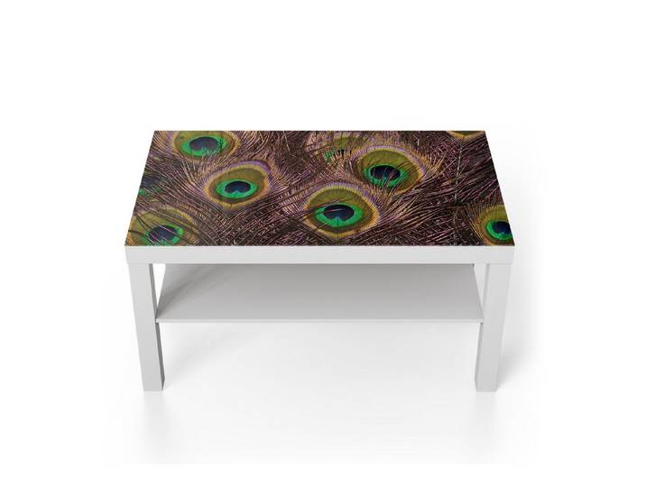 DEQORI Couchtisch 'Pfauenfedernpracht', Glas Beistelltisch Glastisch modern