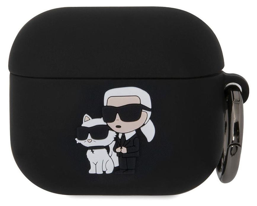 Karl Lagerfeld beschermend siliconen hoesje met ring voor AirPods 3, zwart