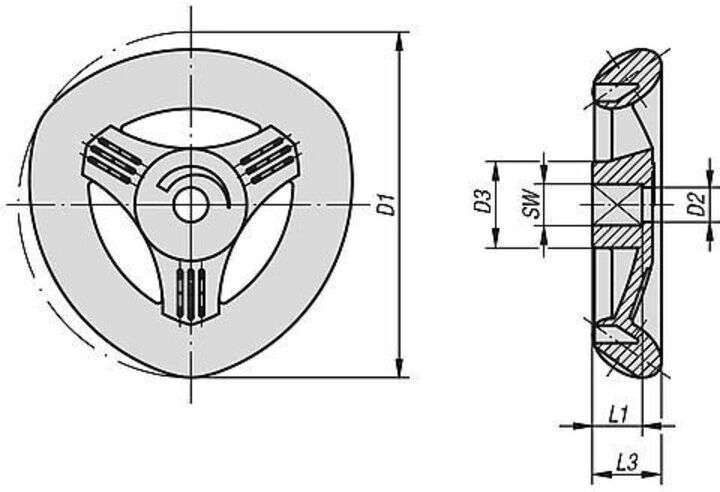 KIPP Innenvierkant DELTARAD Gr.1 50 Thermoplast blau (K0275.050064)