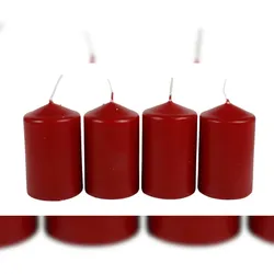 Adventskranzkerzen rot 4er-Set Weihnachtskerze Stumpen Wachskerze 50x80mm  Rot