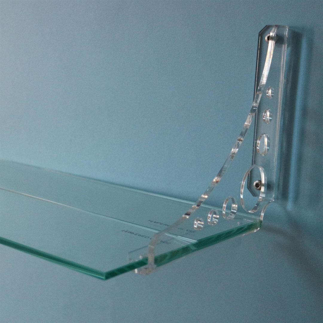 Symple Stuff Clear Shelf Brackets, Wall Mount L Brackets, Clear, Acrylic, Perspex (v6) 14.8cm H X 14.8cm W X 2.5cm D