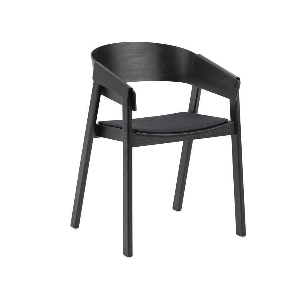 Muuto Cover stoel met armleuningen en beklede zitting Remix 183-Black