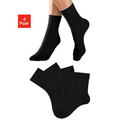 Socken H.I.S "für Kinder Damen Unisex aus Baumwolle atmungsaktiv Mittelhocher Schaft", Mädchen, Gr. 35-38, schwarz, Baumwollmischung, unifarben, elastisch, Socken Socken, in unterschiedlichen Farbzusammenstellungen