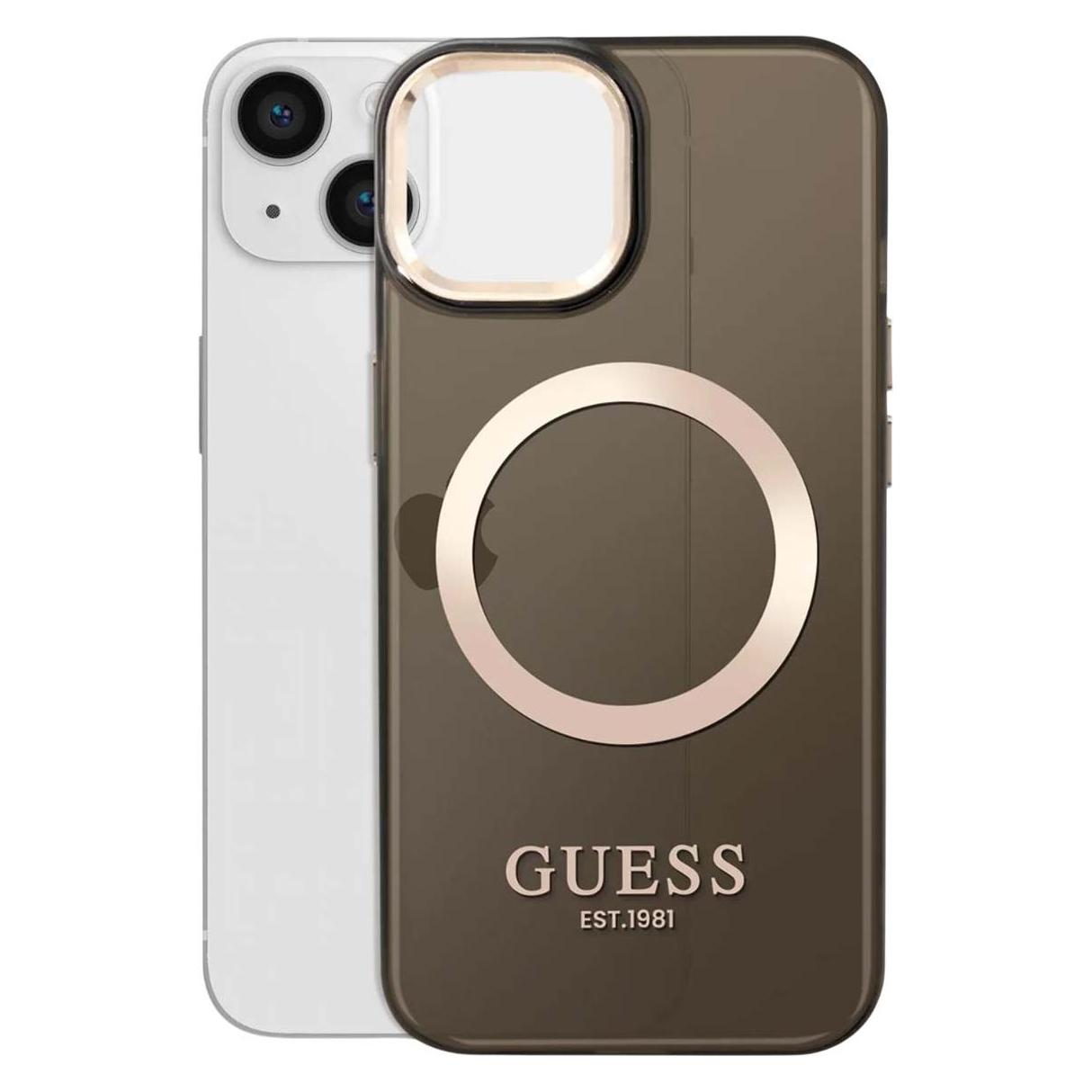 Guess Translucent MagSafe Compatible Case für Apple iPhone 14 - black (Apple iPhone 14) (GUHMP14SHTCMK)