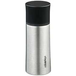 Relaxdays Trinkflasche Edelstahl 300 ml mit Becher Schwarz,Silber