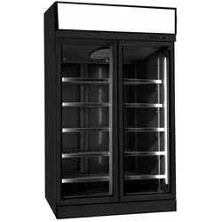 CombiSteel Flaschenkühlschrank mit 2 Glastüren Getränkekühlschrank schwarz Gastro 1000 Liter