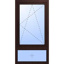 Kunststoff Fenster mit Unterlicht FINN Dreh-Kipp 2-fach Verglasung Mahagoni holzähnlich innen öffnend DIN links