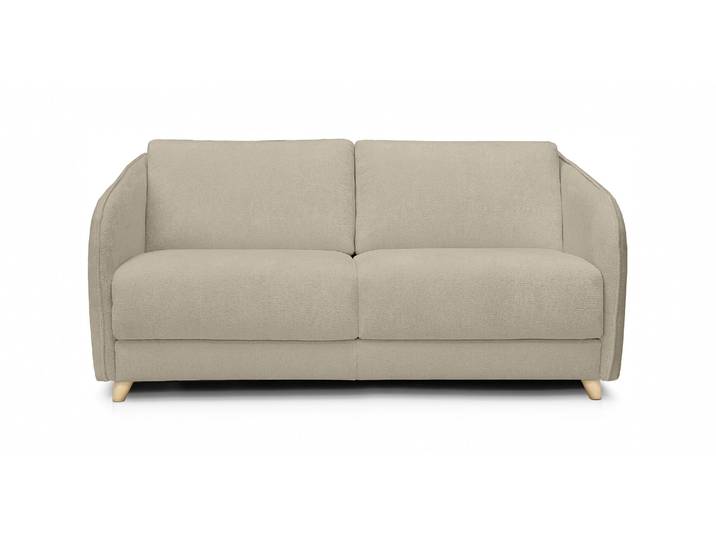 MERIBEL - Canapé convertible scandinave 4 places - Velours déperlant, Beige
