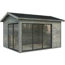 Palmako Gartenhaus Amanda 11,2 m2 Slide - 44 mm grau tauchgrundiert