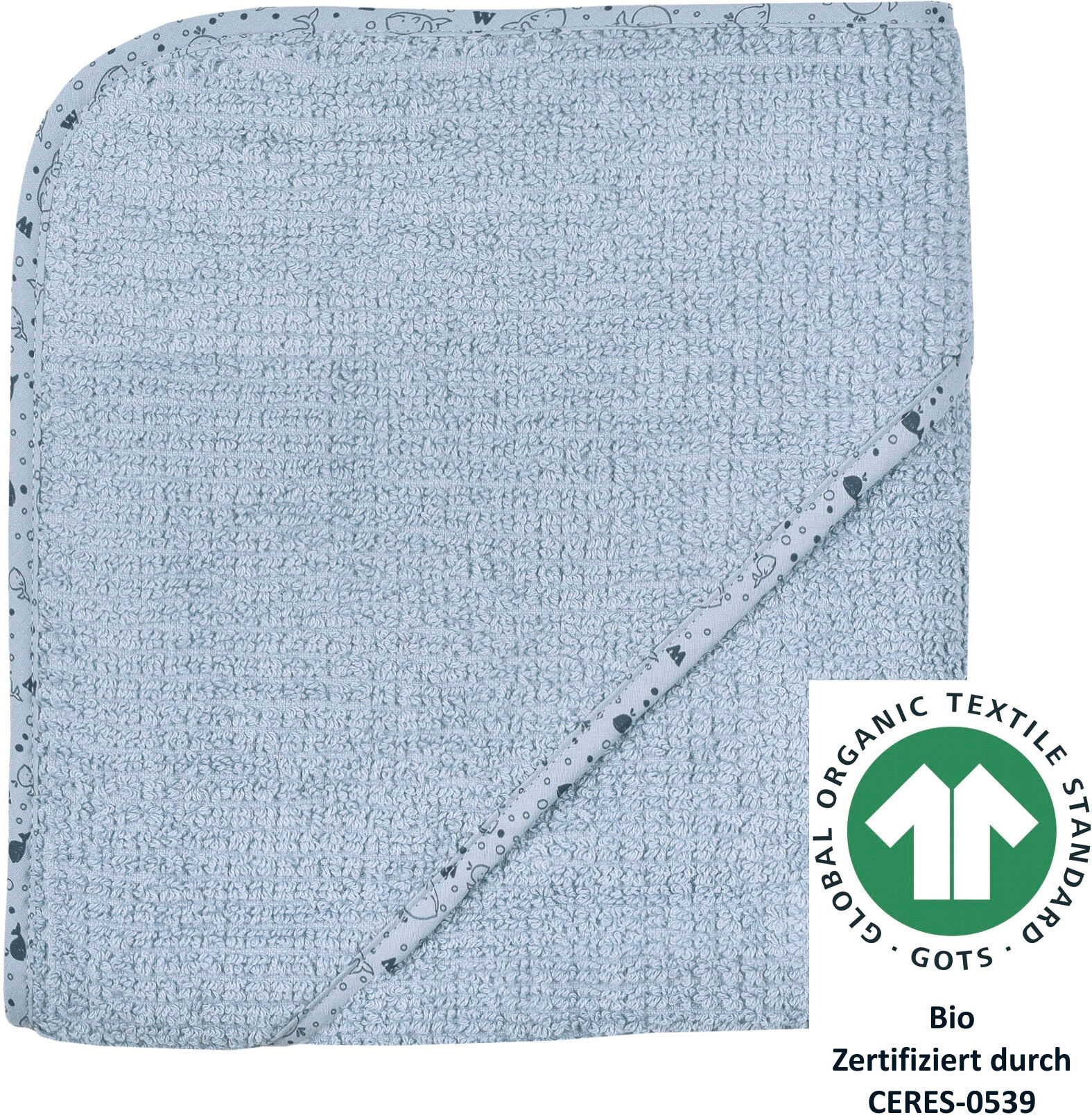 Kapuzenhandtuch WÖRNER "at home stahlblau Kapuzenbadetuch 80/80", blau (stahlblau), B:80cm L:80cm, Frottee, Frottier, Handtücher, Kapuzenhandtuch, Biobaumwolle, Strick-Optik stahlblau B/L: 80cmx80cm, 1 Stk., Frottee