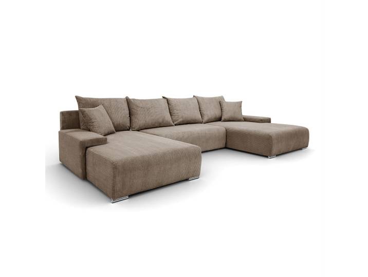 Lookway Wohnlandschaft Lavio U mit Schlaffunktion und Bettkasten, Braun, 348x93x188 cm, Wohnzimmer, Sofas & Couches, Wohnlandschaften, Wohnlandschaften in U-Form
