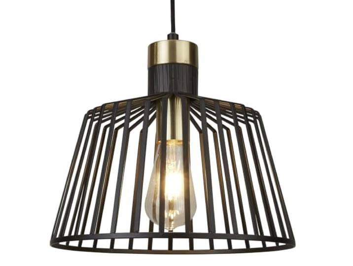 Retro Decken Hänge Leuchte Wohn Zimmer Käfig Design Pendel Lampe schwarz gold