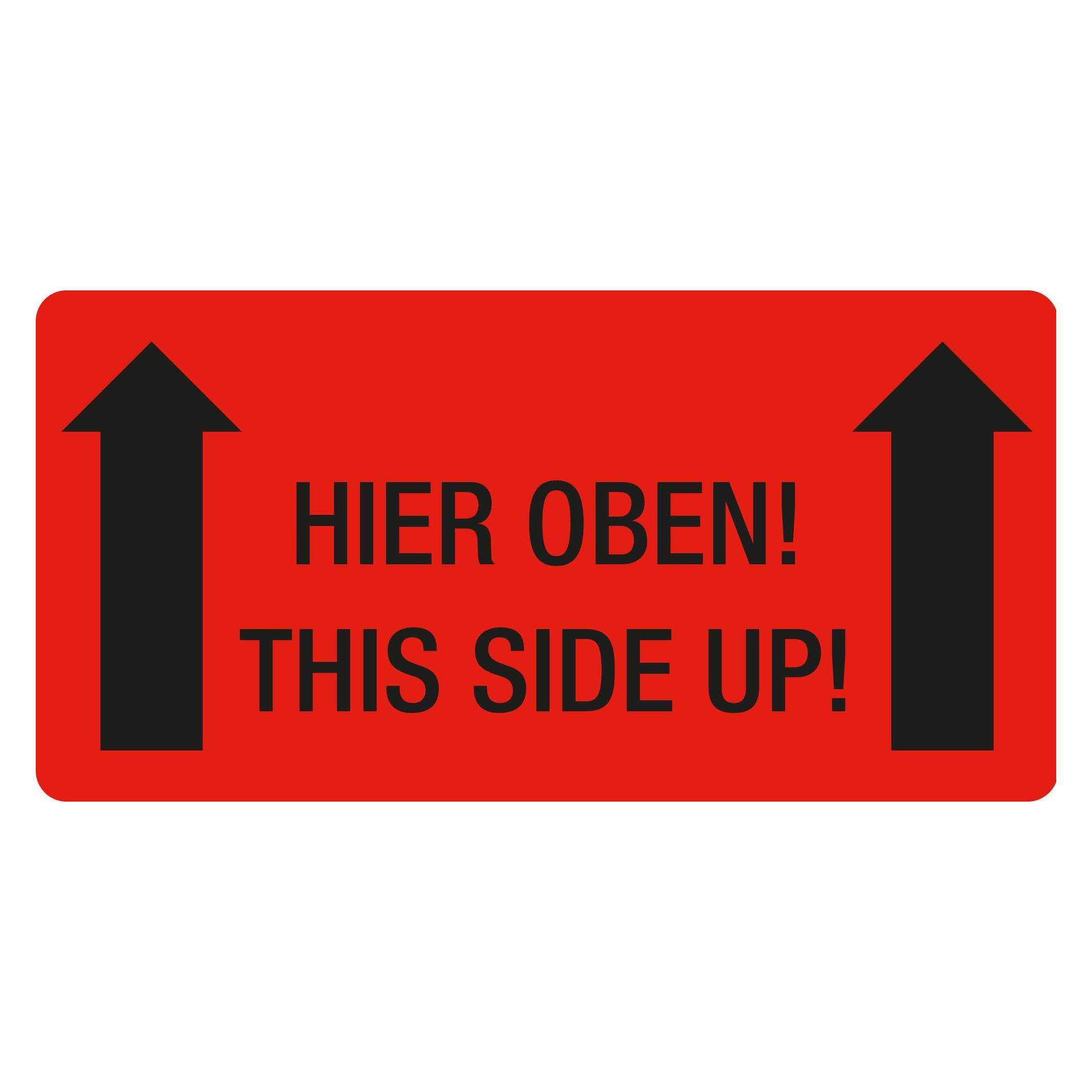 Eichner 250 Warnetiketten rot "Hier oben!" 100,0 x 50,0 mm (9220-00081-004)