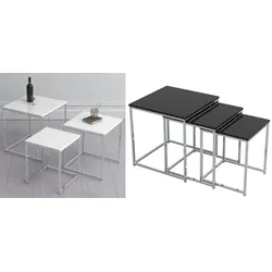 VCM 3-tlg. Set Beistelltisch   Couchtisch schlicht   Sofatisch aus Metall und MDF   Kaffeetisch - Glisal
