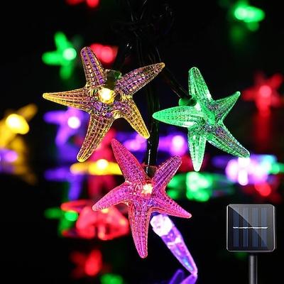 Outdoor Solar Lichterkette Sterne Solar Lichterketten 8 Modi Outdoor wasserdicht 7m-50leds 6,5m-30leds Ozean Sterne Lichterkette Lichter Hochzeit Garten Ferienhaus Dekoration LED Solar Garten Licht