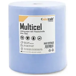 Meditrade Putztuchrolle Multicel 3-lagig blau, 1.000 Blätter, Haushaltspapier, Blau