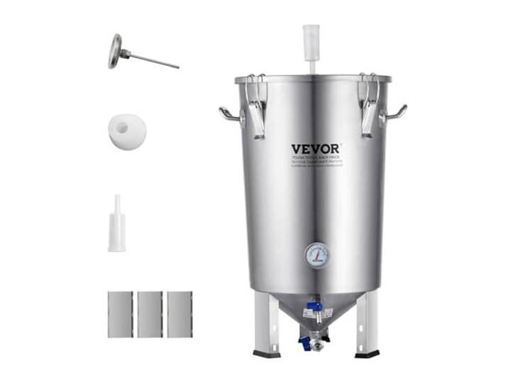 VEVOR Bierbrauanlage Bierbraugerät Edelstahl 30 L Bierfermenter, Braueimer-Fermenter zum Brauen, Heimbrauzubehör mit Sockel, Kessel-Suppentopf inkl. Deckel, Griff, Ventil, Zapfhahn