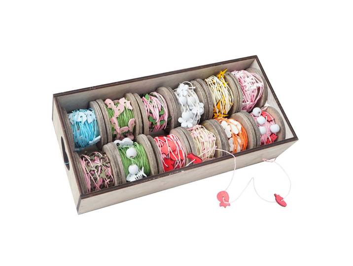 MCW Deko-Box Schnur 12 Rollen Mehrfarbig 12er-Set, 35x8x16 cm, Dekoration, Geschenkartikel