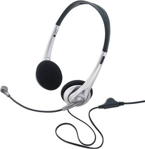 Renkforce On Ear Headset kabelgebunden Stereo Schwarz, Silber Lautstärkeregelung Computer