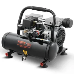 VEVOR-Luftkompressor, 1 Gallone Stahltank, 1 PS 1,5 CFM 7 Bar ölfreier Luftkompressor & max. 120 PSI Druck, 68 dB ultraleiser tragbarer Kompressor, für Autoreparatur, Reifenbefüllung, Spritzlackierung
