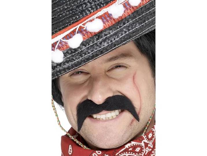 Mexican Bandit Tash, Black, Self-Adhesive