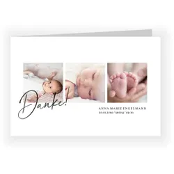 Dankeskarte Baby: Sanftes Danke mit Fotos in Weiß