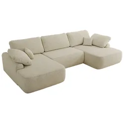 WOHNLANDSCHAFT CUBO U Creme Struktur