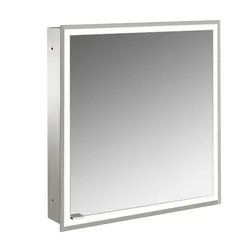 emco prime Lichtspiegelschrank, 600 mm, eine Tür, Anschlag rechts, Unterputzmodell, 949706270, Farbe: aluminium/spiegel