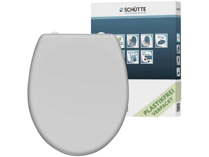WC-Sitz SCHÜTTE, grau, B:375cm L:450cm, Duroplast, WC-Sitze, WC-Sitz, mit Absenkautomatik und Schnellverschlusstechnik