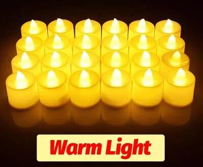 Uplift Treasures Battery Powered LED Flameless Flickering Tealight Candles warm Light 3pcs