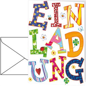 bsb Einladungskarten 417409-2, für Kindergeburtstage, 105 x 145 mm (A6), Klappkarten mit Umschlag, 5 Stück