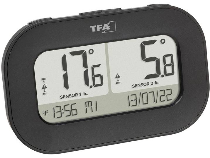 TFA Dostmann DOUBLE-CHECK 30.3073.01 Draadloze thermometer digitaal Zwart