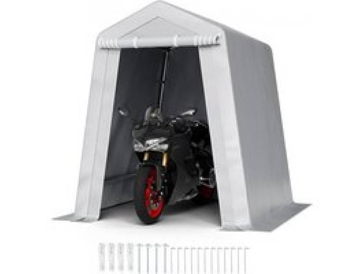 VEVOR Abri de Jardin, 183x183 cm, Tente de Rangement, avec Porte à Fermeture Éclair Enroulable, Abri de Stockage Portable Structure Robuste, Garage Extérieur pour Motos, Vélos, Outils de Jardin, Gris