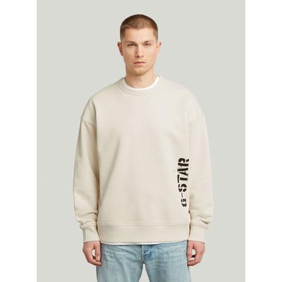 Longpullover G-STAR "Sprayed 89 Graphic Loose Sweater", Herren, Gr. XL, beige (weißbait), Obermaterial: 100% Baumwolle, Pullover Longpullover