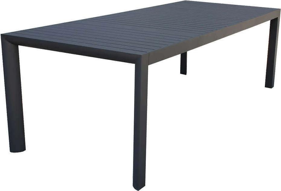 Verlängerbarer Gartentisch, 160/240 cm, mit Aluminiumgestell und Tischplatte aus horizontalen Lamellen, Modell Abraham - Schwarz