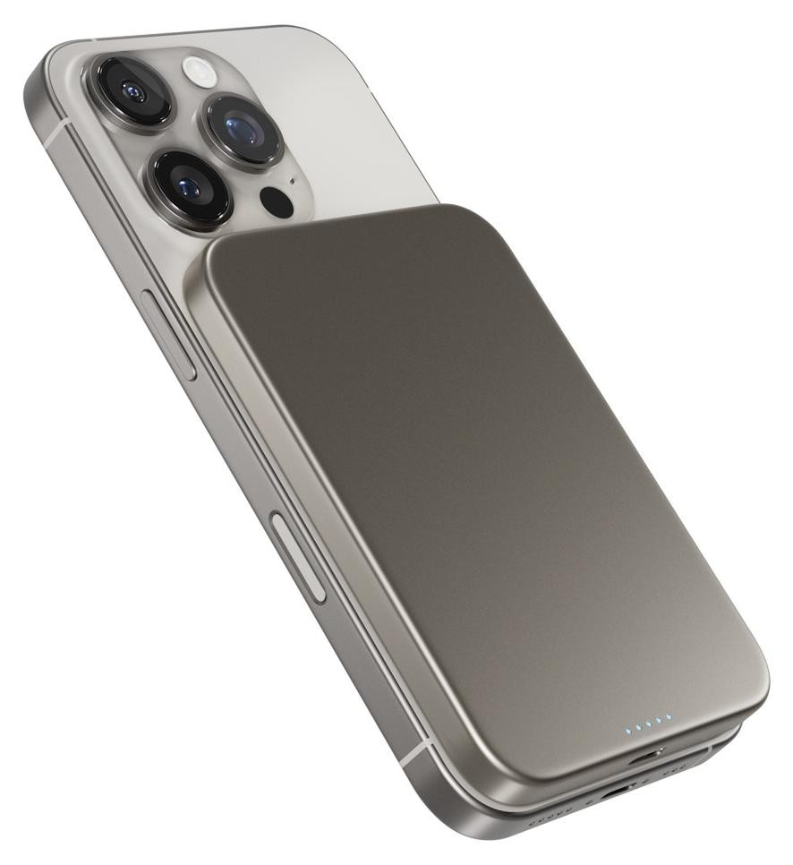 Epico Powerbank 5000 mAh met Power Delivery en draadloos opladen, 20 W, Titanium