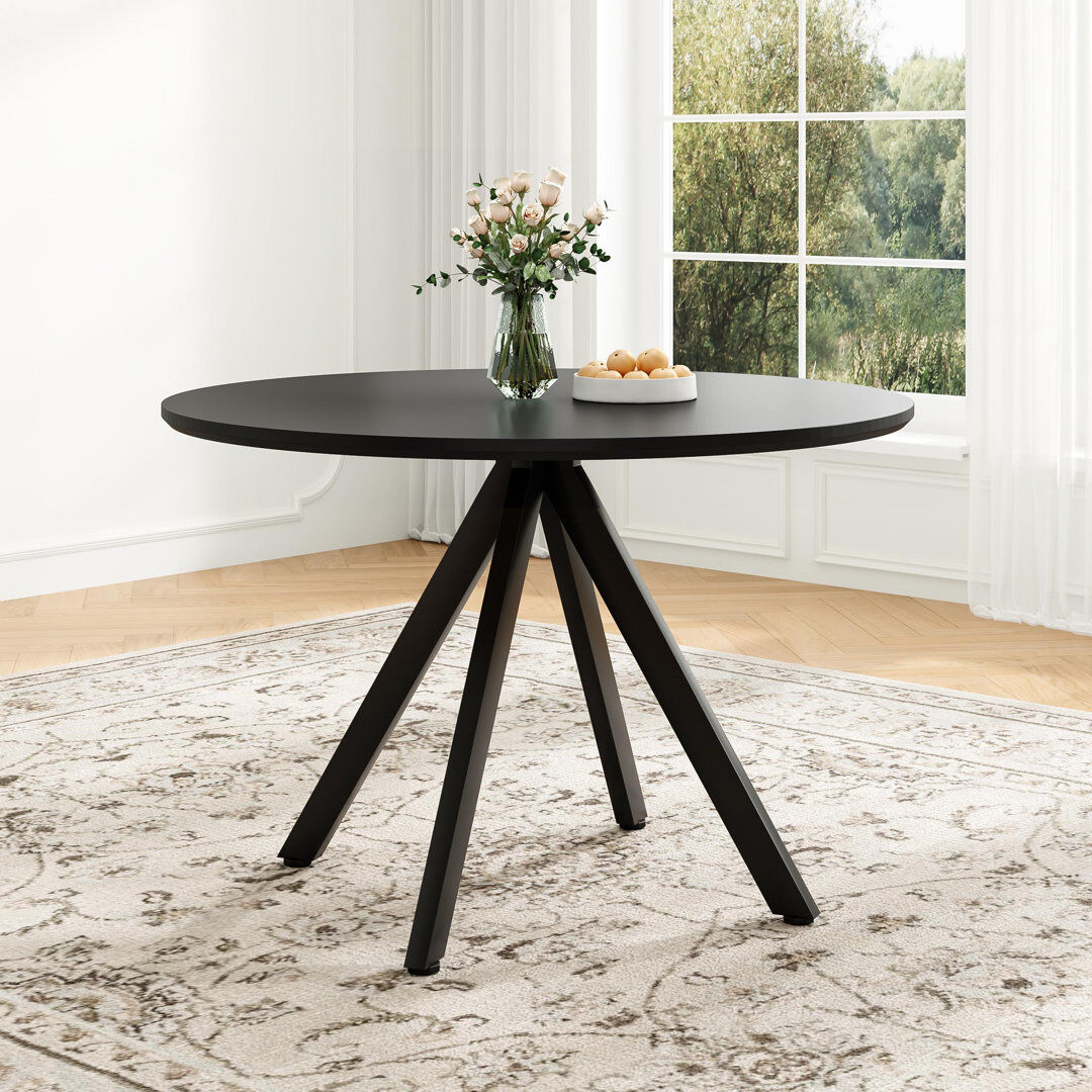 George Oliver Whole Board Round Dining Table Black 75cm H x 100cm L x 100cm W
