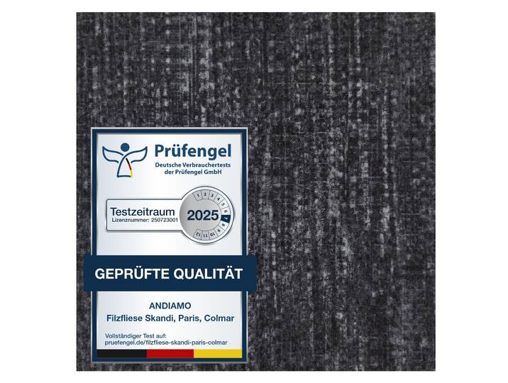 Teppichfliese ANDIAMO Paris Nadelfilz, Gesamthöhe ca. 4 mm , grau (anthrazit), B:40cm L:40cm, Polyester, Teppiche, Teppichfliese, 40x40 cm, selbstklebend, robust & strapazierfähig, 25 Stück (4 qm)